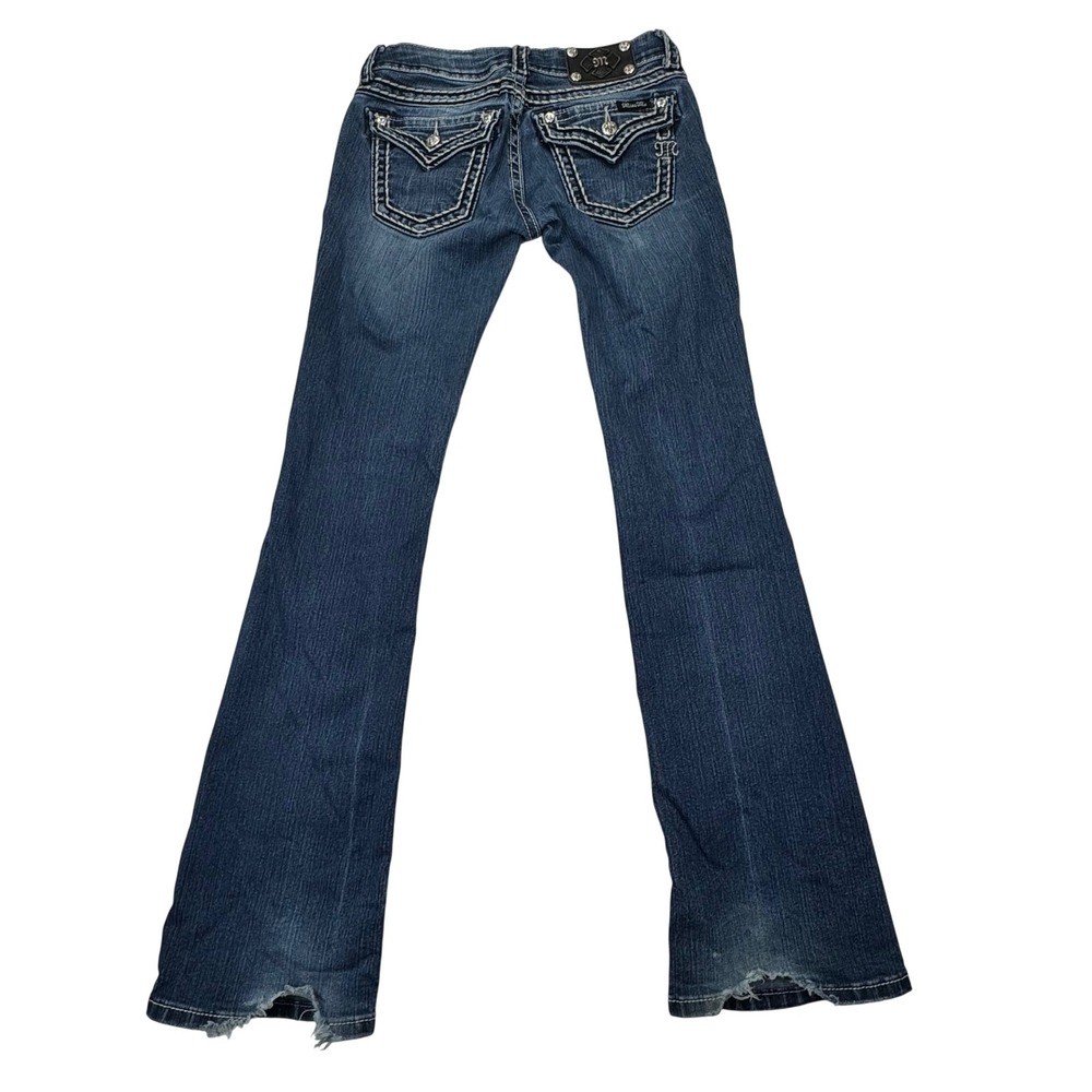 Miss Me Bootcut Jeans Dark Wash Contrast Stitch Crystal Flap Pocket JS5014B58 27